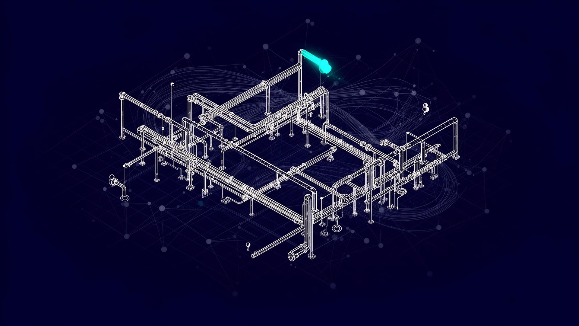 Isometric piping infrastructure with quantum data lattice overlay